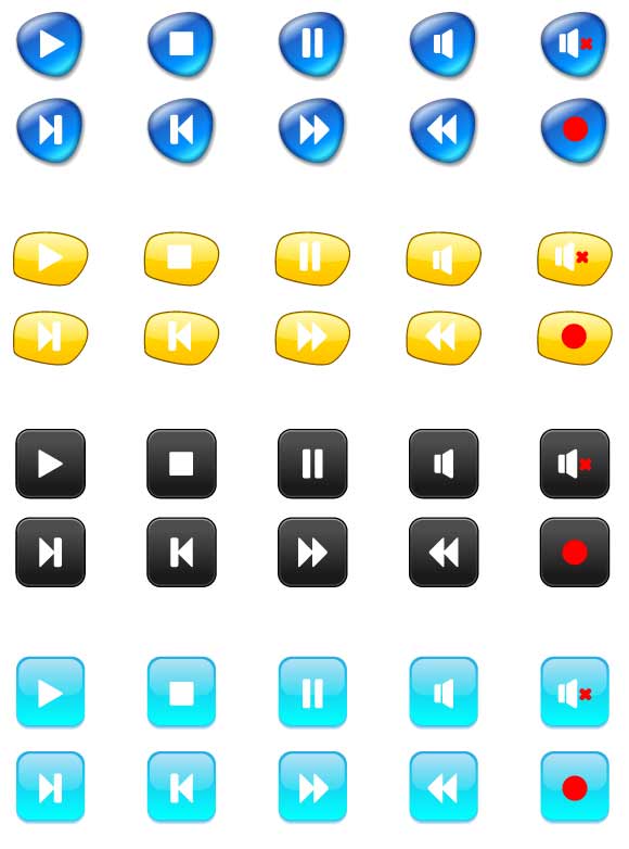 580x782 Premium Media Player Icons Vector Pack
