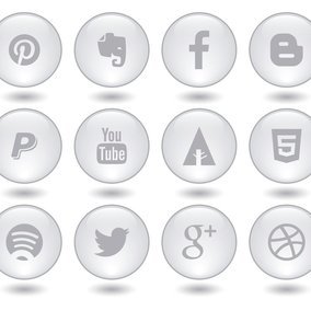284x284 Social Media Glass Style Button Icon Collection