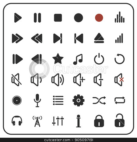 450x464 Sound Player Buttons, Audio Icons Stock Vector