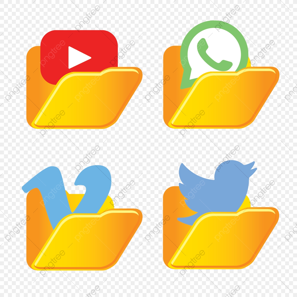 1200x1200 Social Media Folder Icon Of Youtube Whatsapp Twitter Vimeo, Social