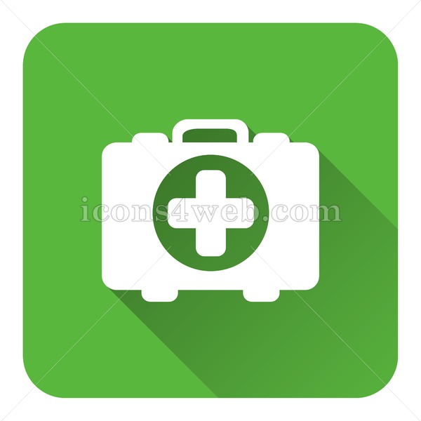 600x600 Medical Bag Flat Icon With Long Shadow Vector