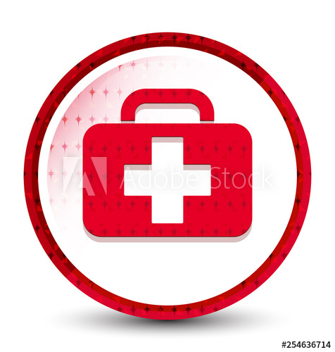 476x500 Medical Bag Icon Misty Frozen Red Round Button