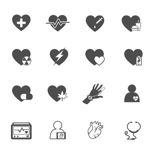 490x490 Heart And Health Care Icon Vector Set Medical And Rescue Concept