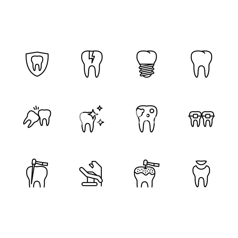 1000x1000 Vector Icon Set Health Teeth And Dental Treatment In Medical