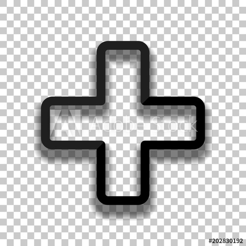 500x500 Medical Cross Icon Black Glass Icon With Soft Shadow