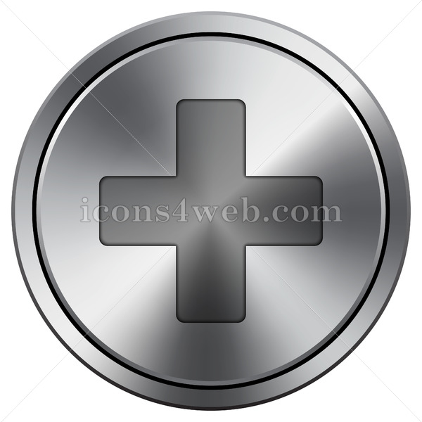 600x600 Medical Cross Icon Round Icon Imitating Metal