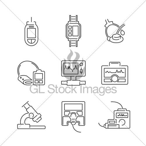 500x500 Line Icons Medical Device Icon Set Gl Stock Images