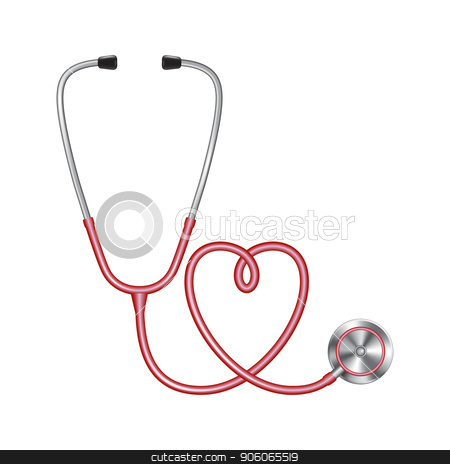 450x464 Red Color Stethoscope Icon, Medical Equipment Vector Stock Vector