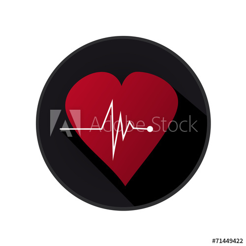 500x500 Flat Medical Heart Icon With Long Shadow