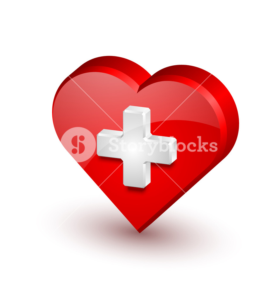 950x1000 Red Medical Heart Icon With White Cross Isolated On Background