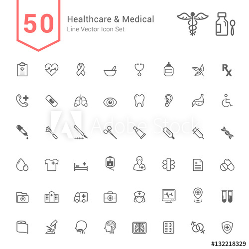 500x500 Healthcare And Medical Icon Set Line Vector Icons