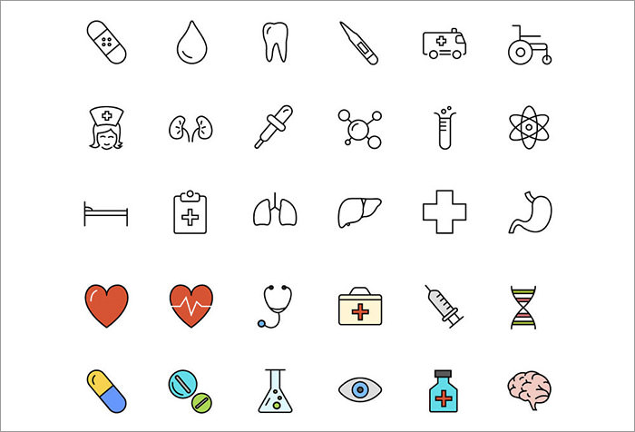 700x476 Medical Icon Sets