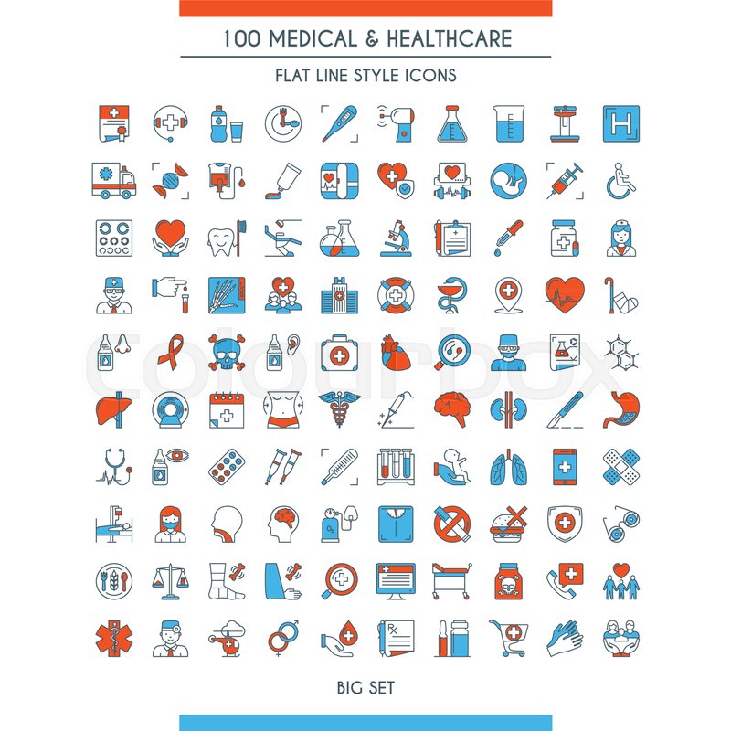 800x800 Medical And Healthcare Icons Set Stock Vector Colourbox