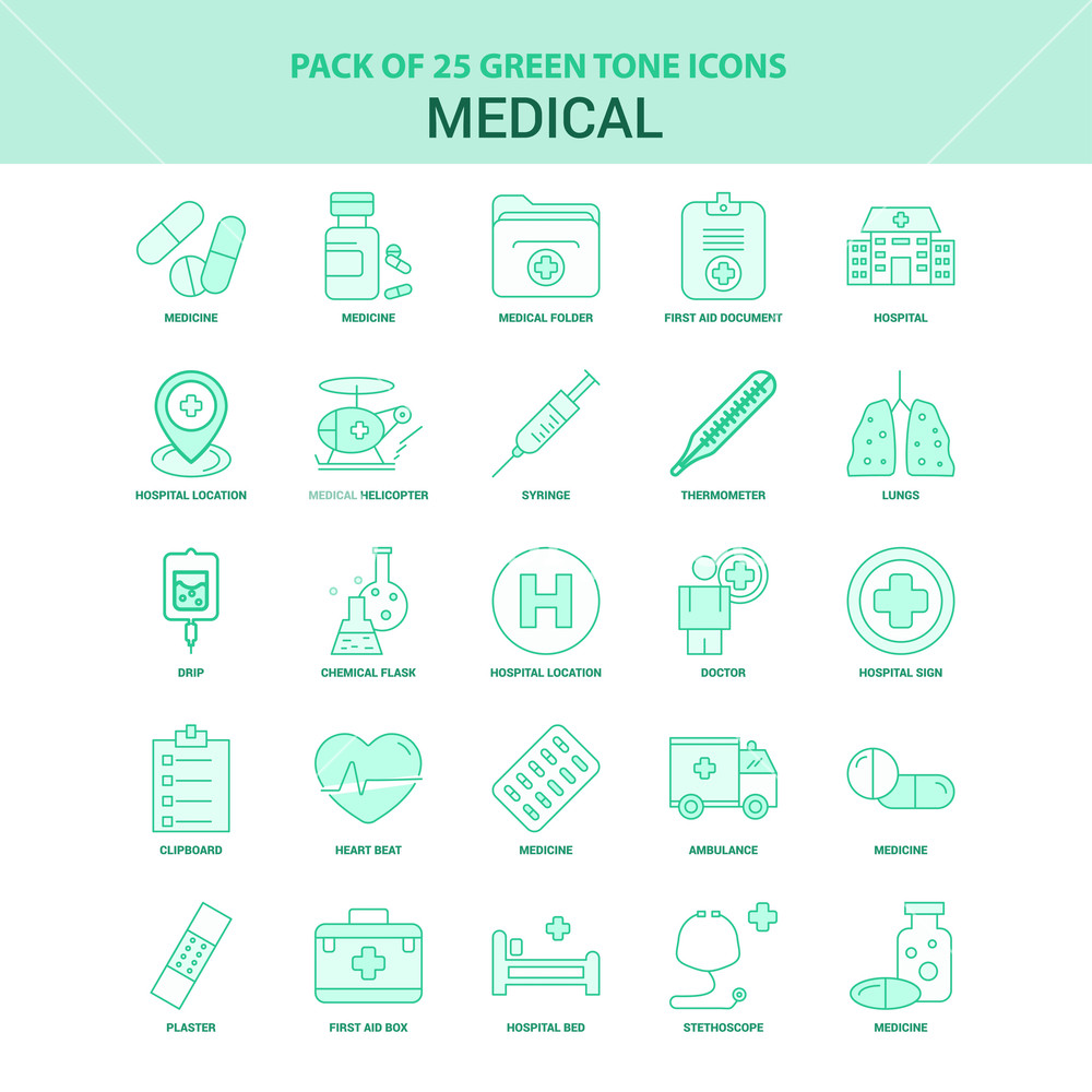 1000x1000 Green Medical Icon Set Royalty Free Stock Image