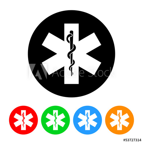 500x500 Snake And Staff Medical Icon Vector With Four Color Variations