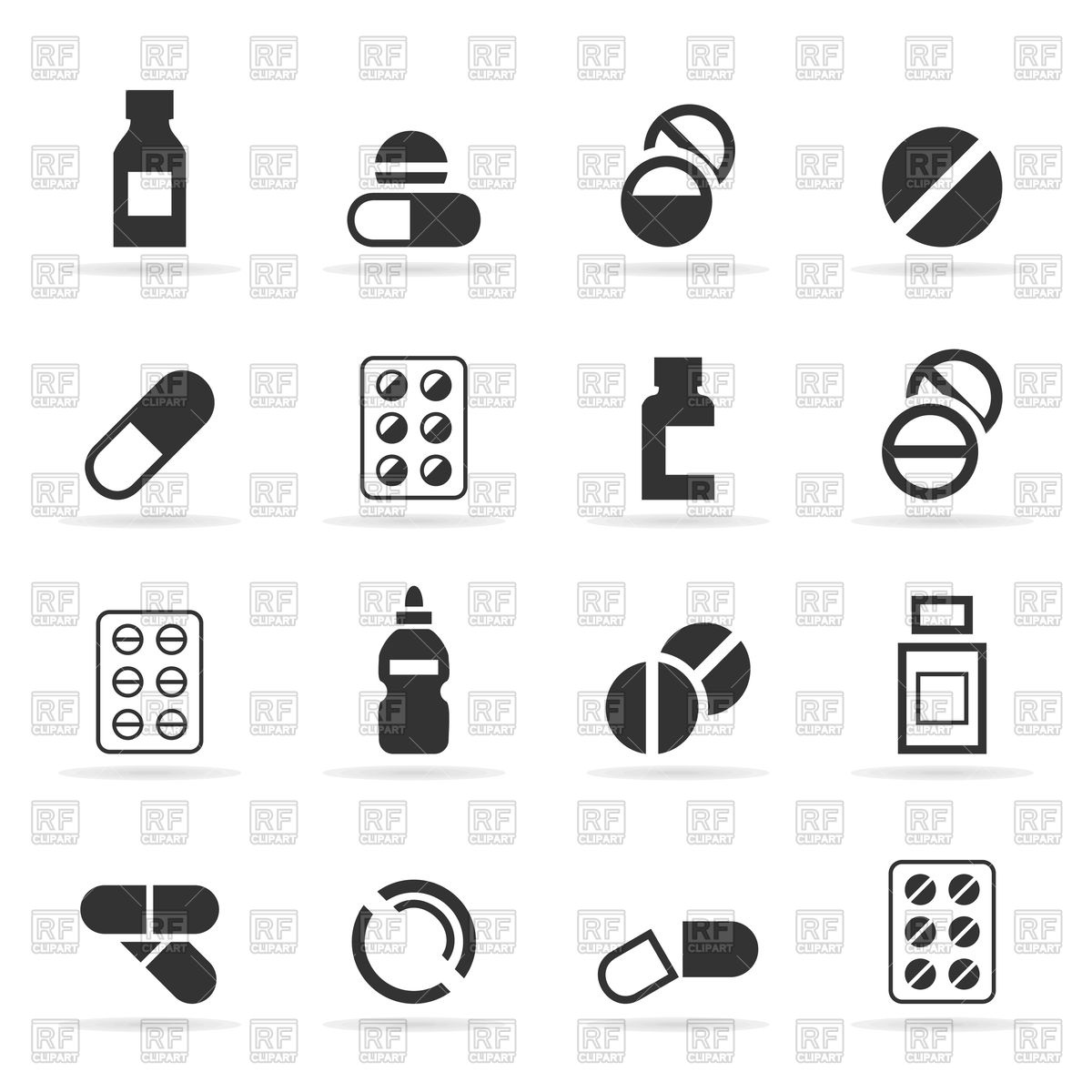 1200x1200 Set Of Tablet And Medicine Icons Vector Image Of Healthcare