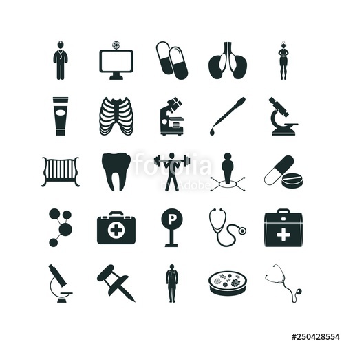 500x500 Medical Icon Set Microbes Icon And Doctor Pictogram Vector Icons