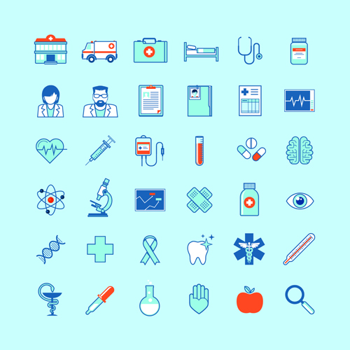 500x500 Creative Medical Outline Icons Vector Set Free Download