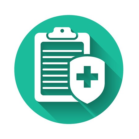 450x450 White Clipboard With Medical Insurance Icon Isolated With Long