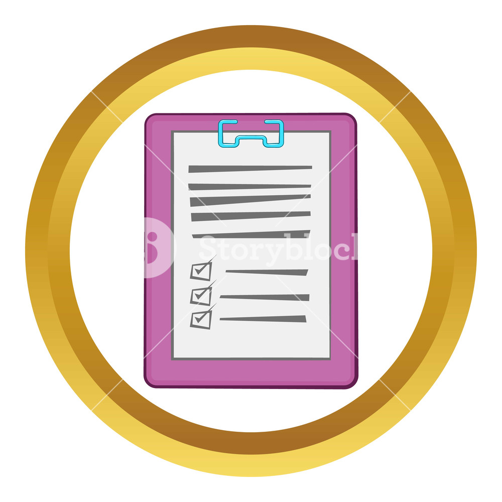 1000x1000 Medical Report Icon In Golden Circle, Cartoon Style Isolated