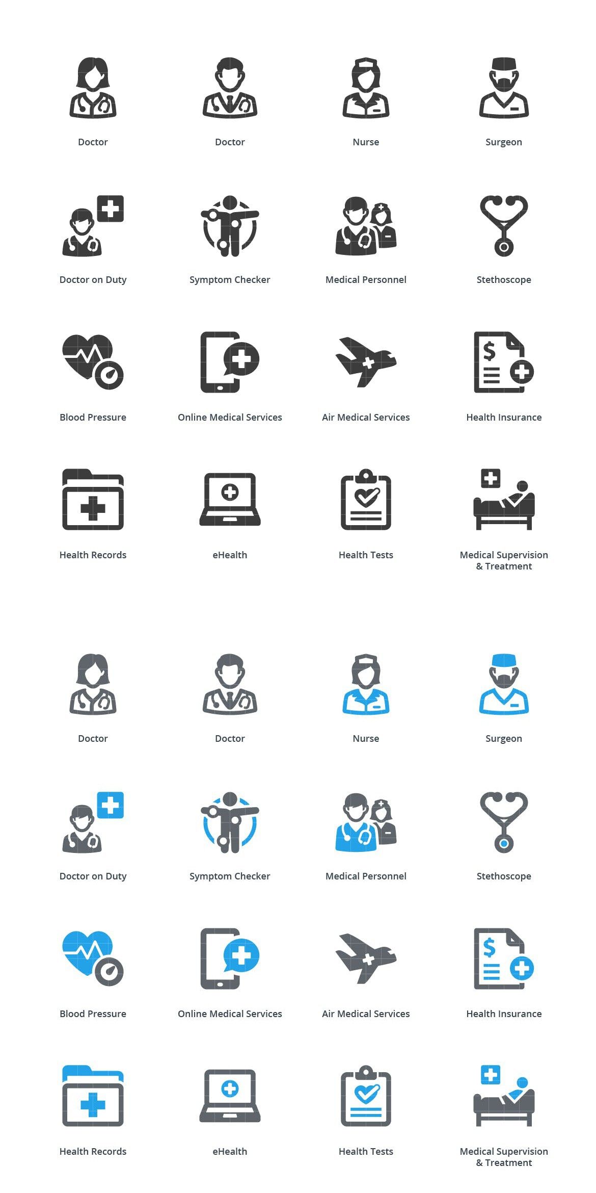 1170x2340 Blue Medical Services Icons Set
