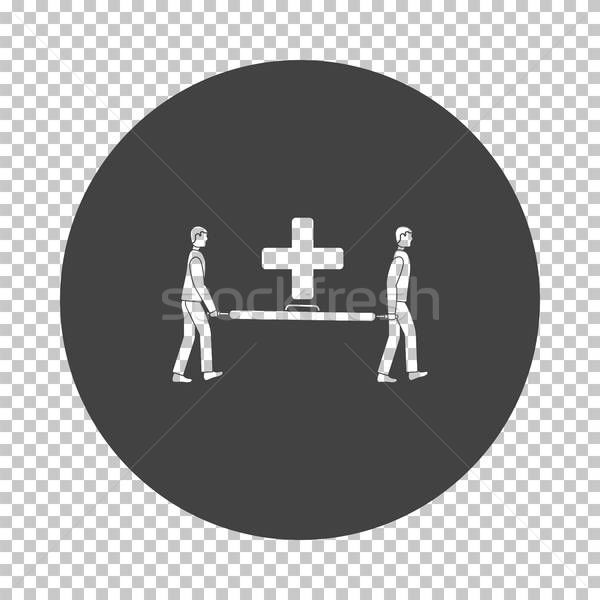 600x600 Soccer Medical Staff Carrying Stretcher Icon Vector Illustration