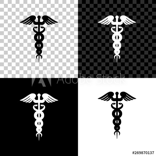 500x500 Caduceus Medical Symbol Icon Isolated On Black, White