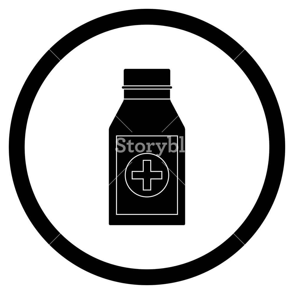 1000x1000 Bottle With Drug Black Icon Vector Vitamin Medication Drug