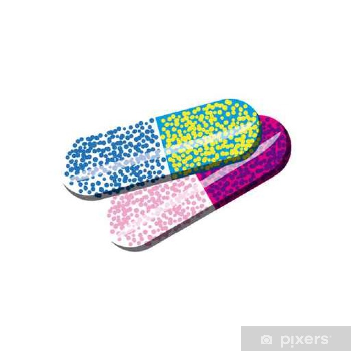 700x700 Color Capsules Medication Icon, Vector Illustraction Design Wall