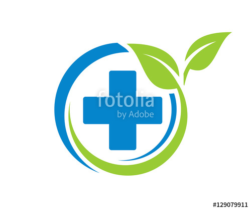 500x417 Generic Pharmacy Circle Plus Leaf Medicine Icon Logo Design Stock