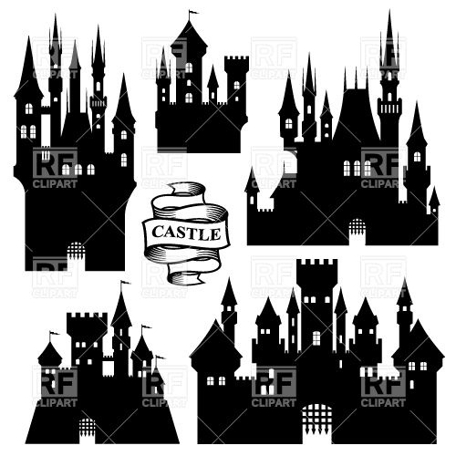 500x500 Set Of Medieval Castle Silhouettes Vector Image Of Silhouettes
