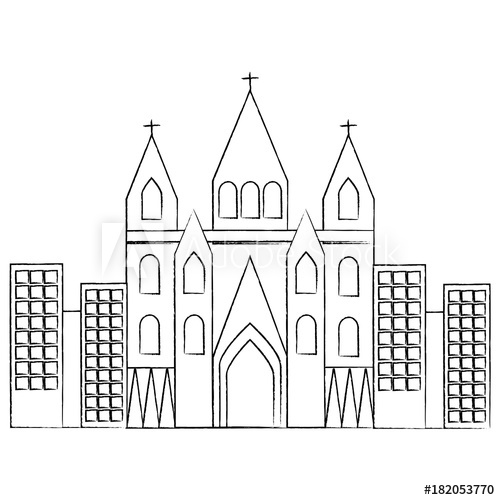500x500 Church Cathedral In City Icon Image Vector Illustration Design