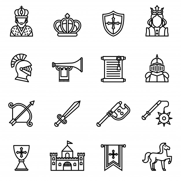 626x626 Icon Medieval Icon Set With White Background Thin Line Style