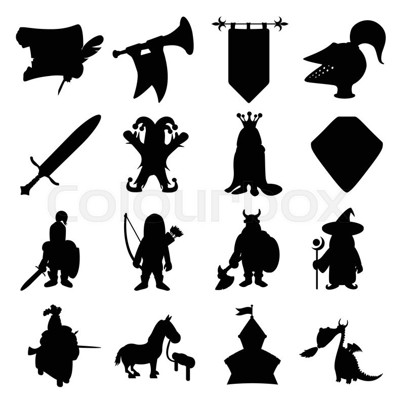 800x800 Medieval Silhouettes Icons Set For Web Stock Vector Colourbox
