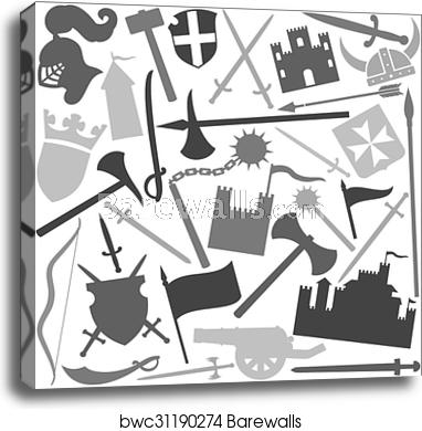 382x390 Seamless Pattern With Medieval Icon, Canvas Print Barewalls