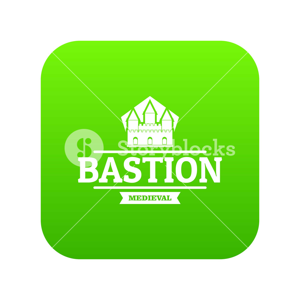 1000x1000 Bastion Medieval Icon Green Vector Isolated On White Background