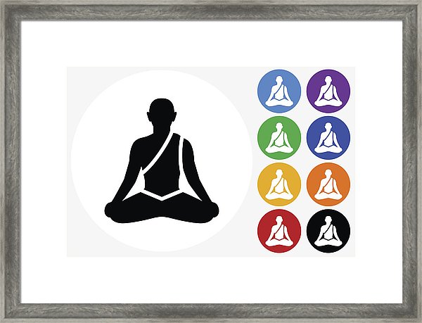 600x459 Meditation Icon On Flat Color Circle Buttons Framed Print