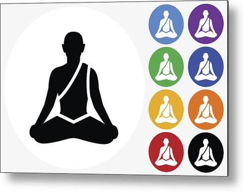 493x388 Meditation Icon On Flat Color Circle Buttons Metal Print