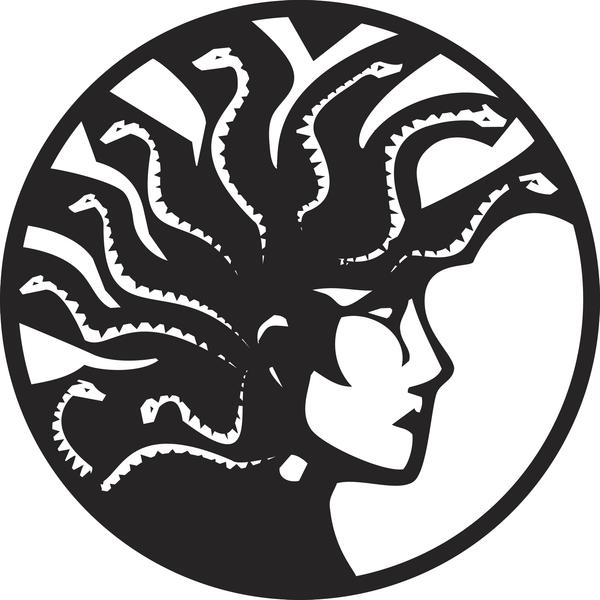 600x600 Simple Black And White Medusa Head Icon Vinyl Decal Sticker