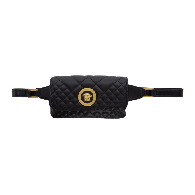 680x680 Versace Black Mini Quilted Medusa Icon Bum Bag In Black
