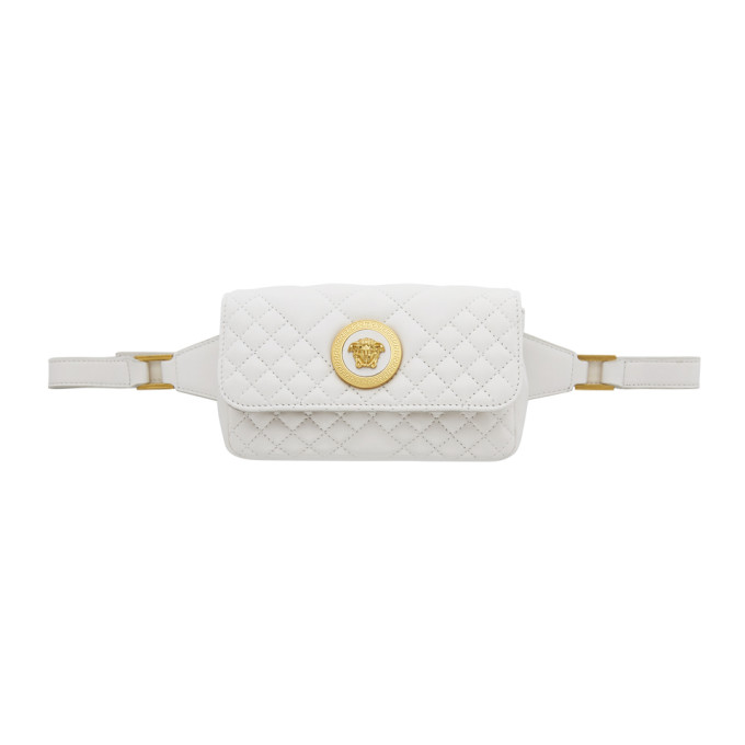 680x680 Versace White Mini Quilted Medusa Icon Bum Bag In White