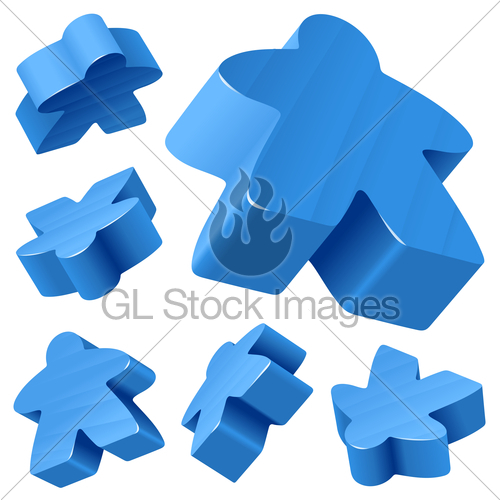 500x500 Blue Wooden Meeple Vector Set Isolated On White Symbol O Gl