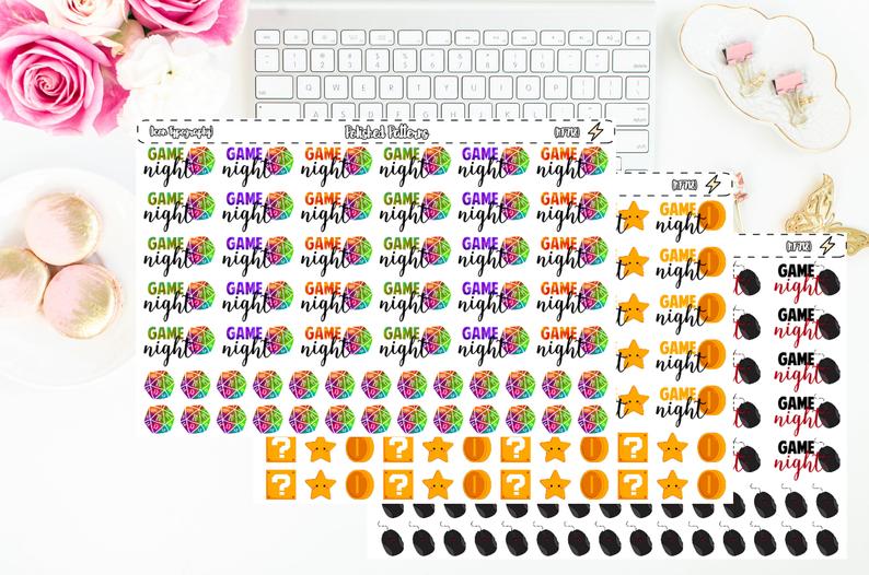 794x526 Game Night Gamepcmeeple Icon Typography Planner Etsy
