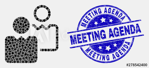 500x228 Pixel Users Mosaic Icon And Meeting Agenda Seal Blue Vector Round