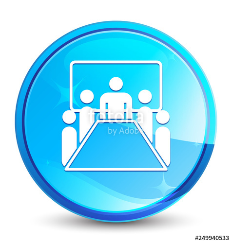 476x500 Meeting Room Icon Splash Natural Blue Round Button Stock Image