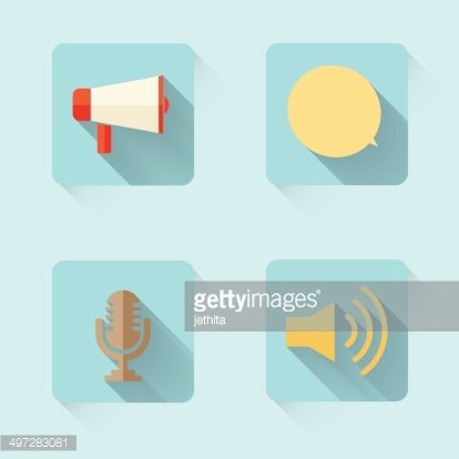 Set Of Flat Icon Megaphone, Bubble Speech, Microphone, Sound 414x414 Set Of Flat Icon Megaphone, Bubble Speech, Microphone, Sound
