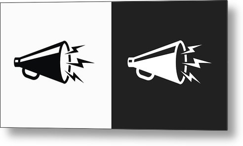 492x295 Megaphone Icon On Black And White Vector Backgrounds Metal Print