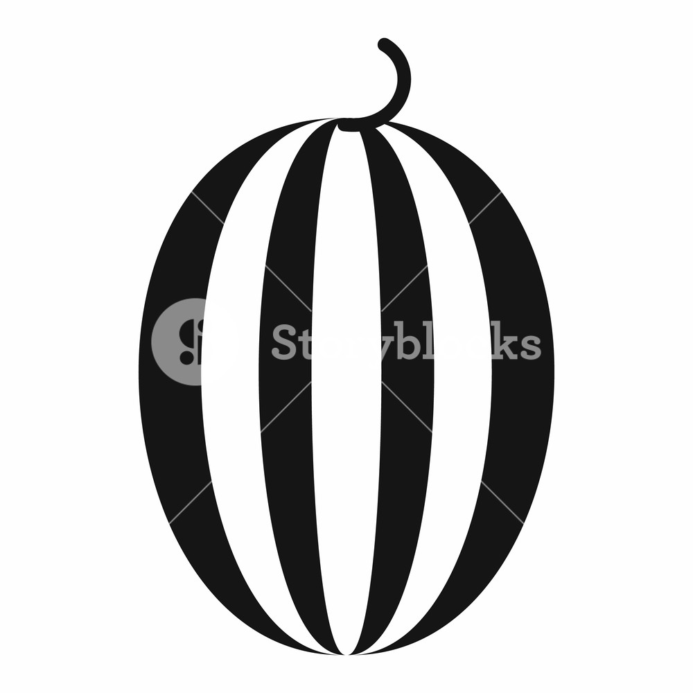 1000x1000 Striped Melon Icon In Simple Style Isolated On White Background