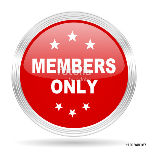 500x500 Members Only Red Glossy Circle Modern Web Icon Stock Photo