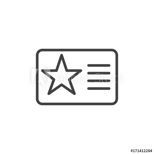 500x500 Membership Card With Star Line Icon, Outline Vector Sign, Linear